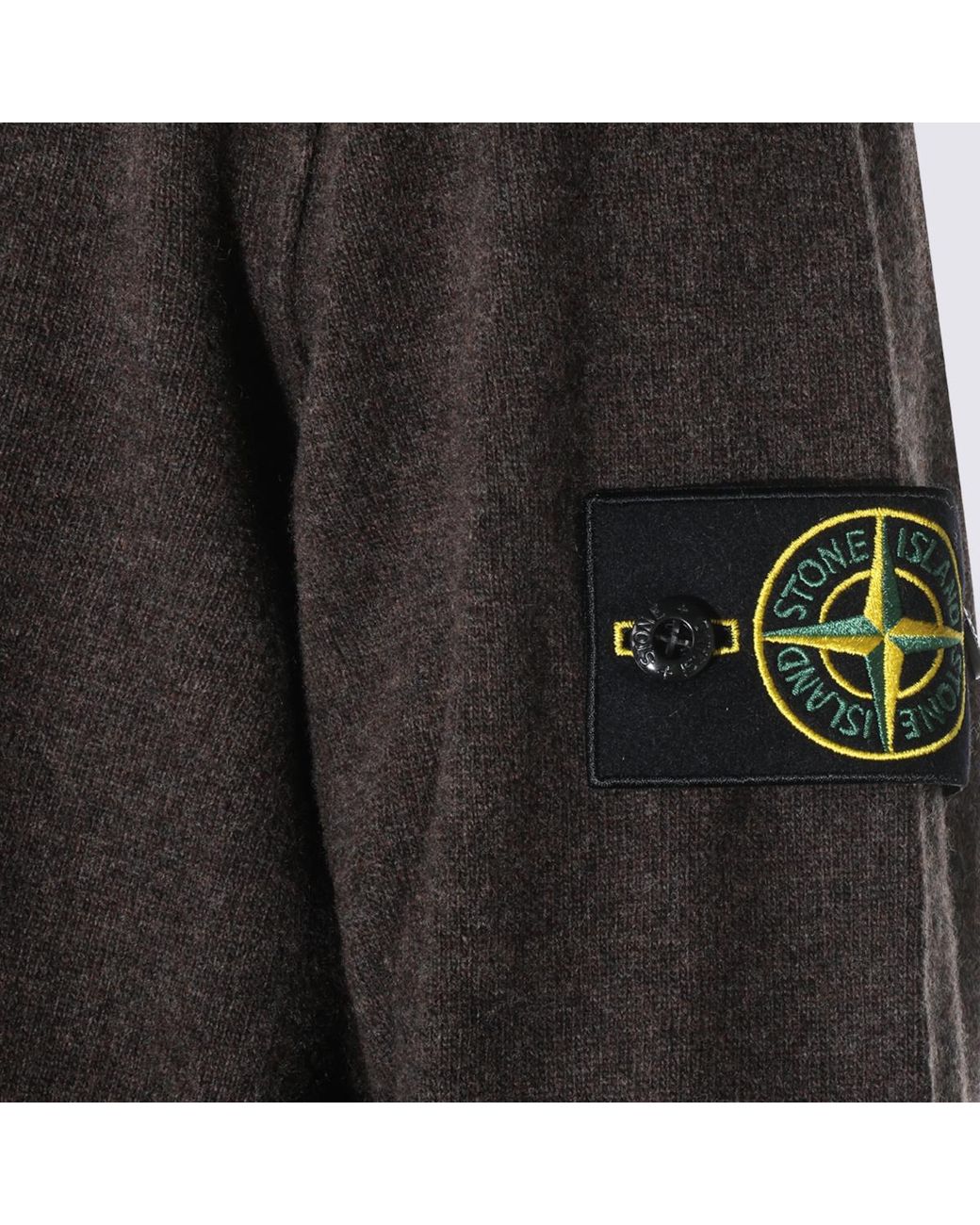 Stone Island Gray Buttoned Polo Knitted Sweater for men