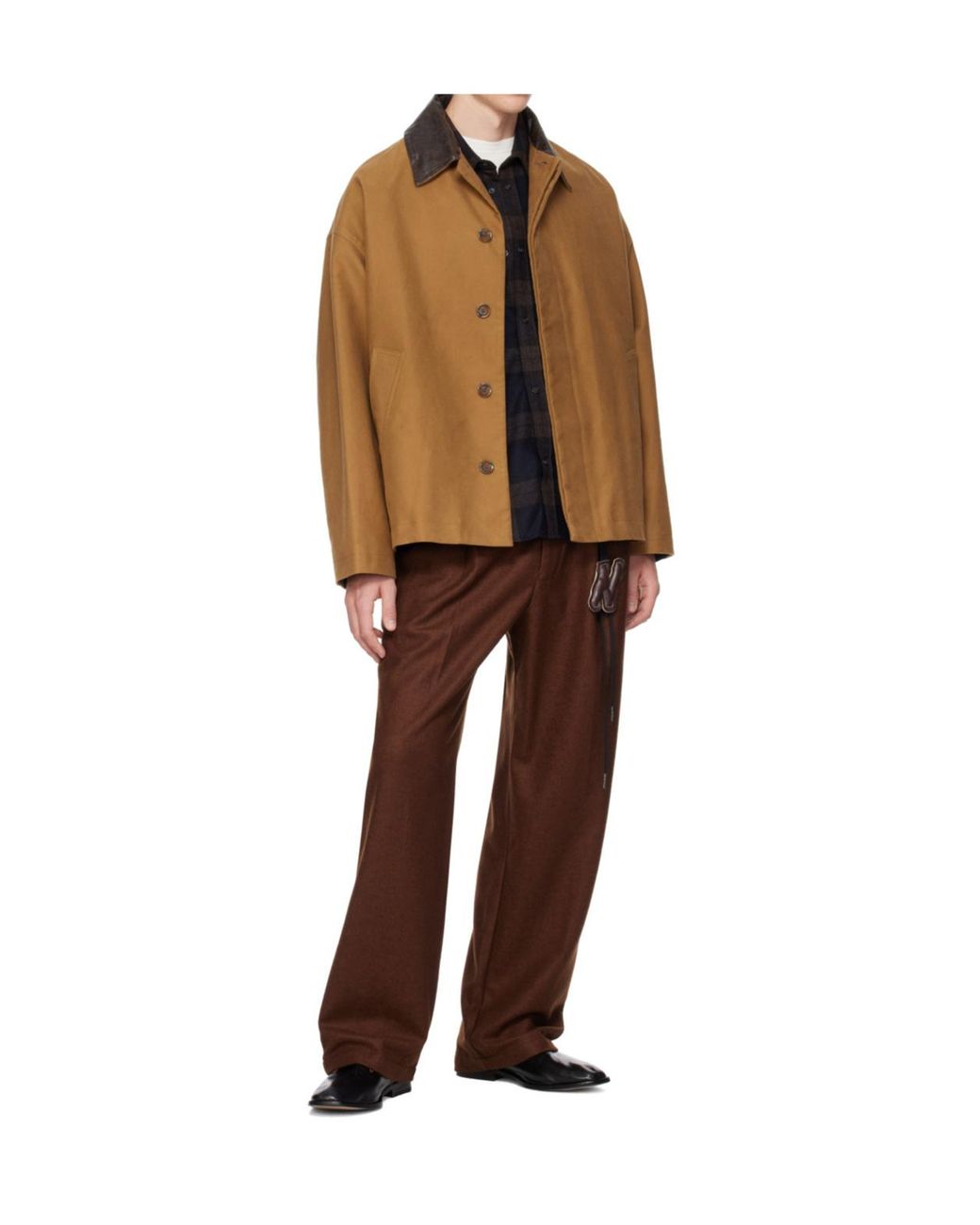 Song For The Mute Brown Double-Pleated Trousers With A Key Loop for men