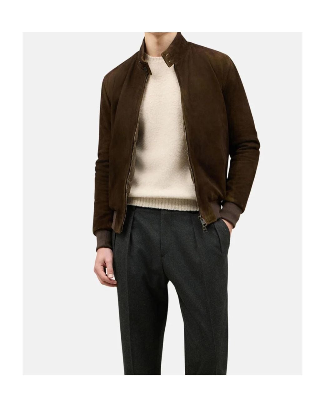 Boglioli Green Zip-Fastening Suede Bomber Jacket for men