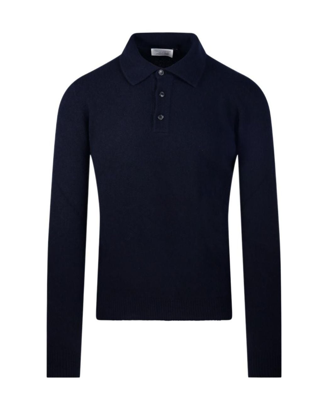Roberto Collina Blue Fine Knit Long Sleeve Polo Shirt for men