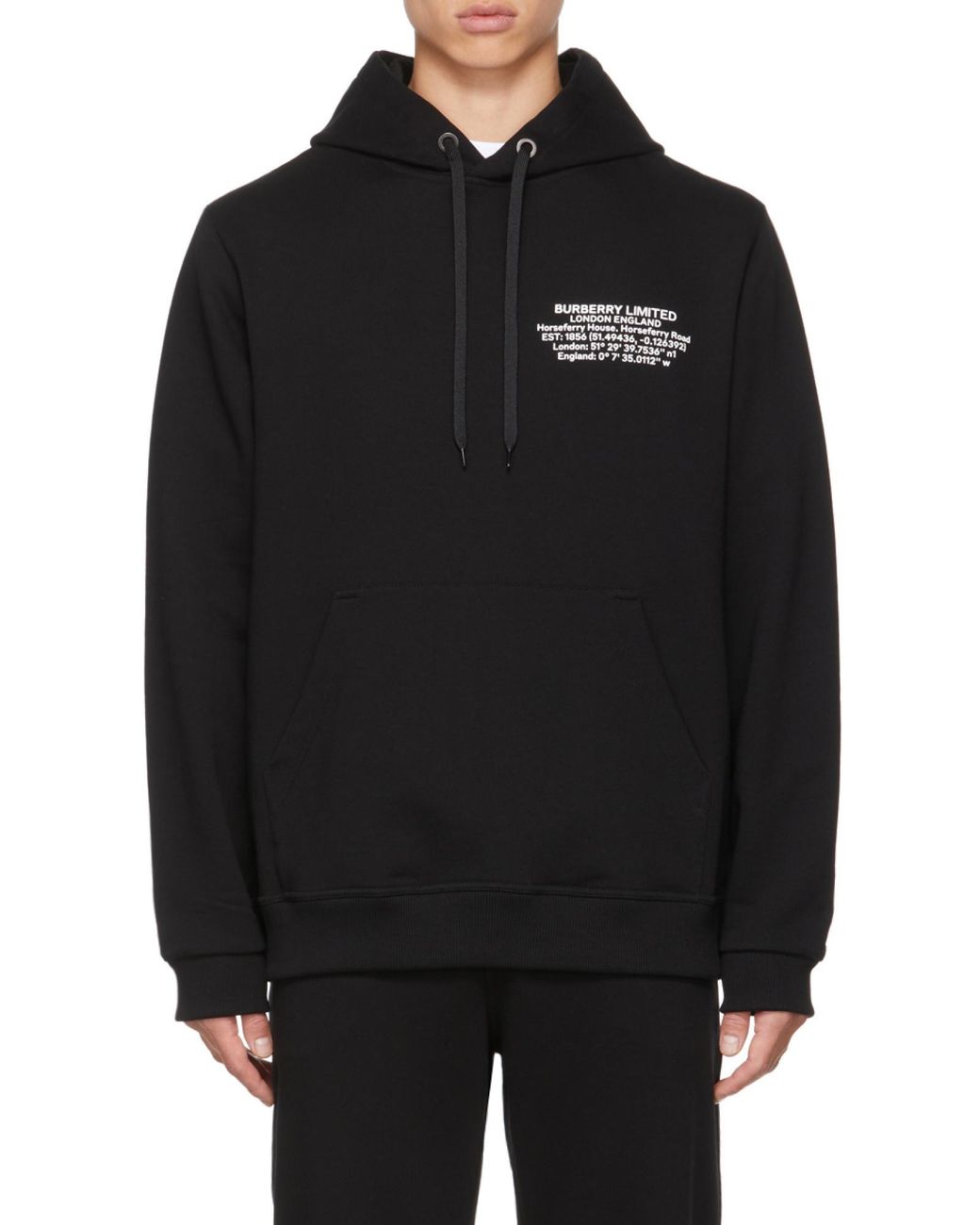 Burberry Blue Location-Print Drawstring Hoodie for men