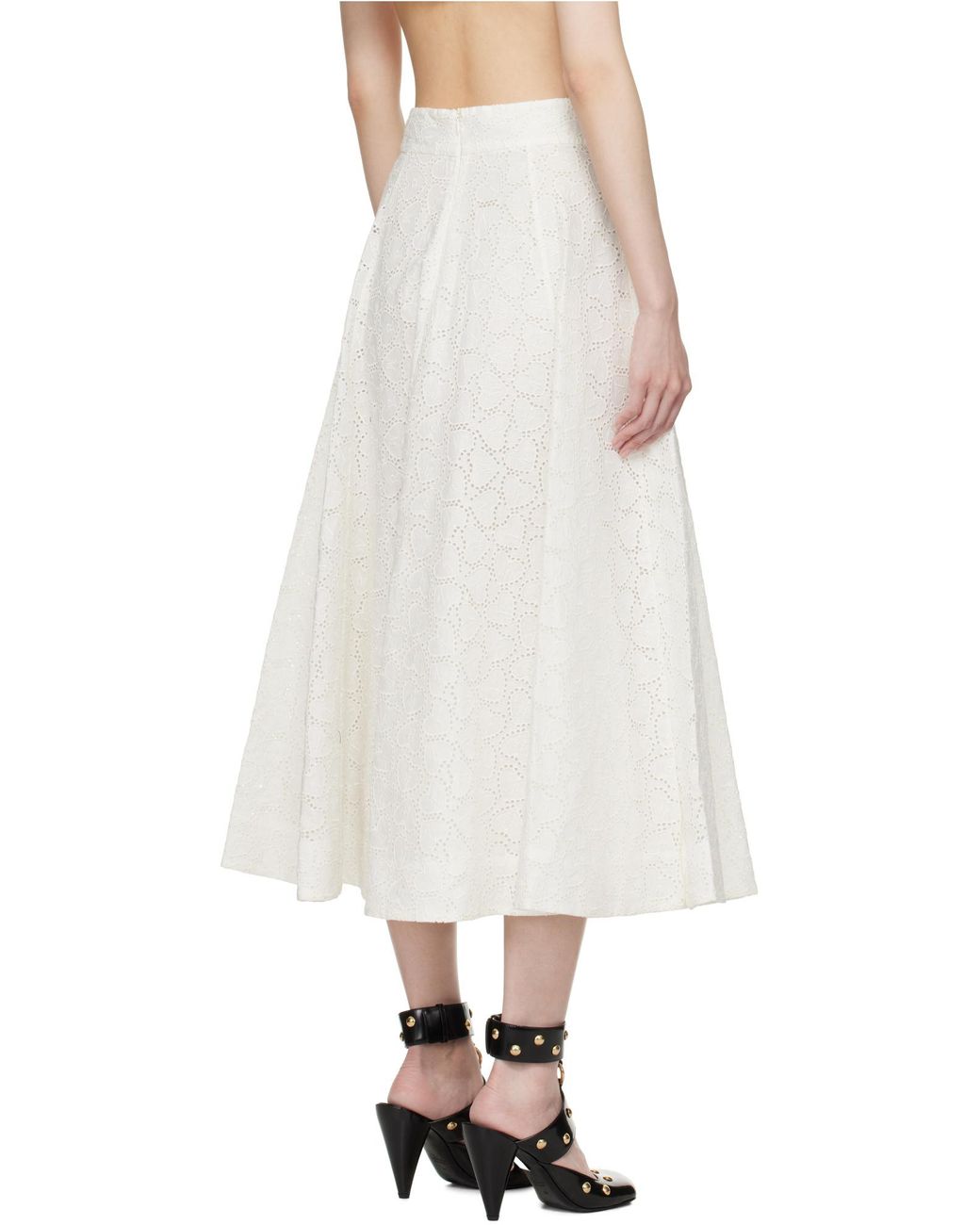 Zimmermann White Crush Embroidered Midi Skirt
