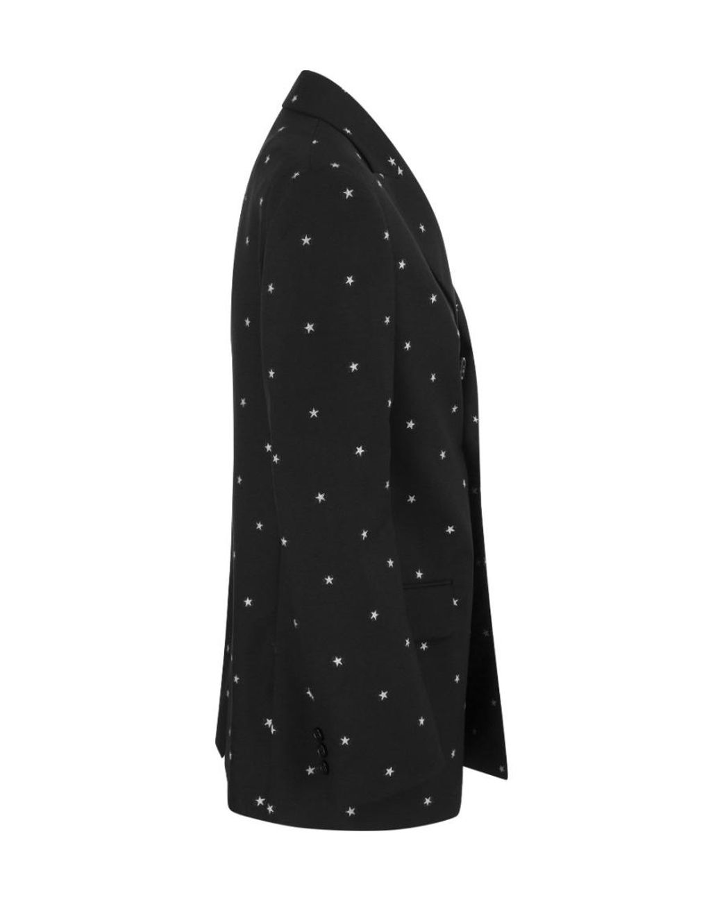 RED Valentino Black Star-Printed Double Breasted Blazer