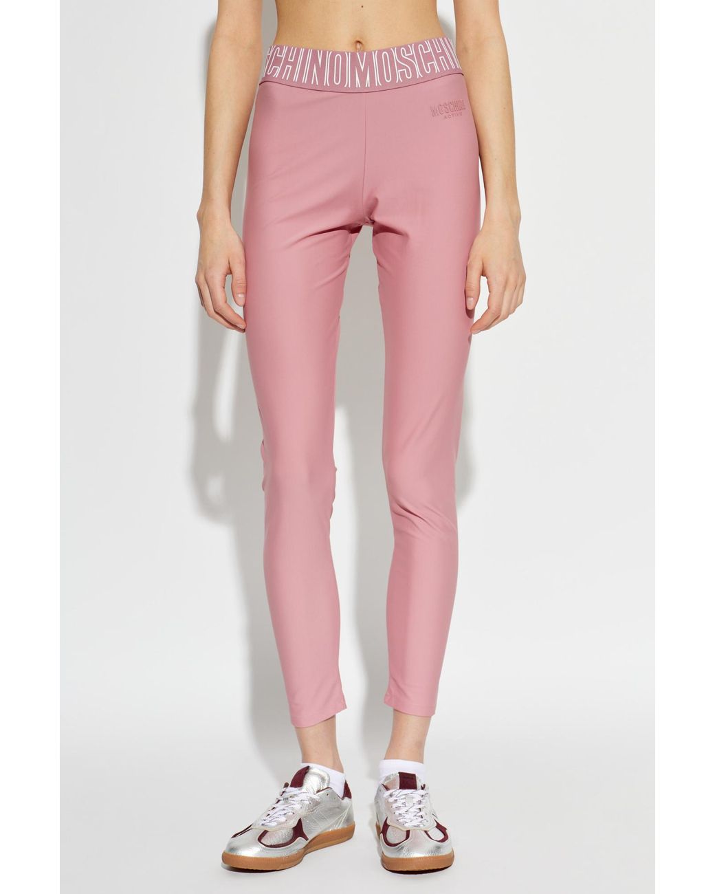 Moschino Pink Logo-Waist Performance Trousers