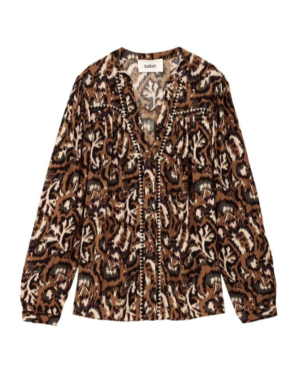 Ba&sh Brown Onada Patterned Top