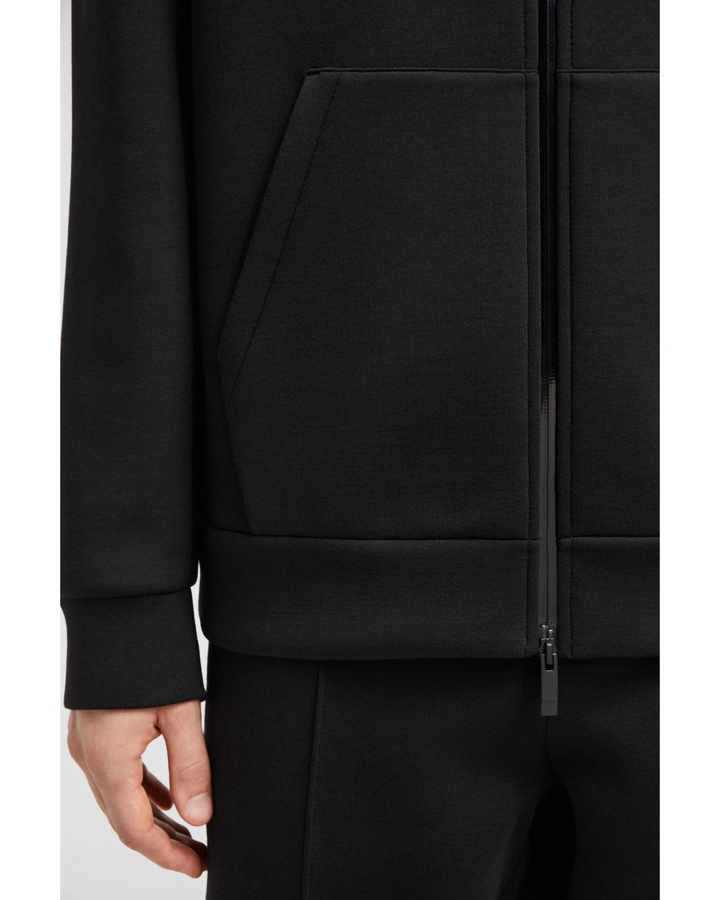 Moncler Black Logo Patch Zip-Up Hoodie for men