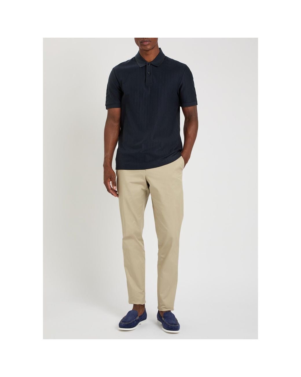 Boss Blue Vertical Stripe Short-Sleeve Polo Shirt for men