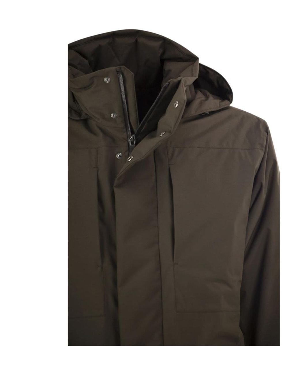 Herno Green Hooded Concelaed-Fastening Parka for men