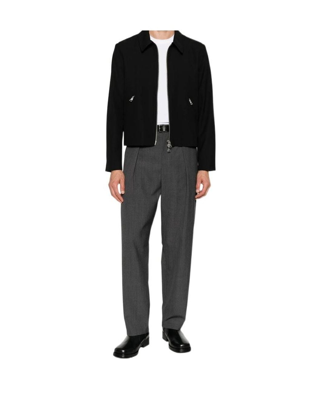 A.P.C. Gray Pleated Straight-Leg Trousers for men