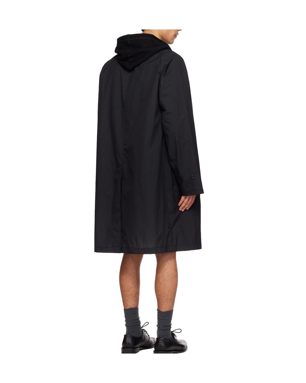 Nanamica Black Balmacaan Foldable Coat for men