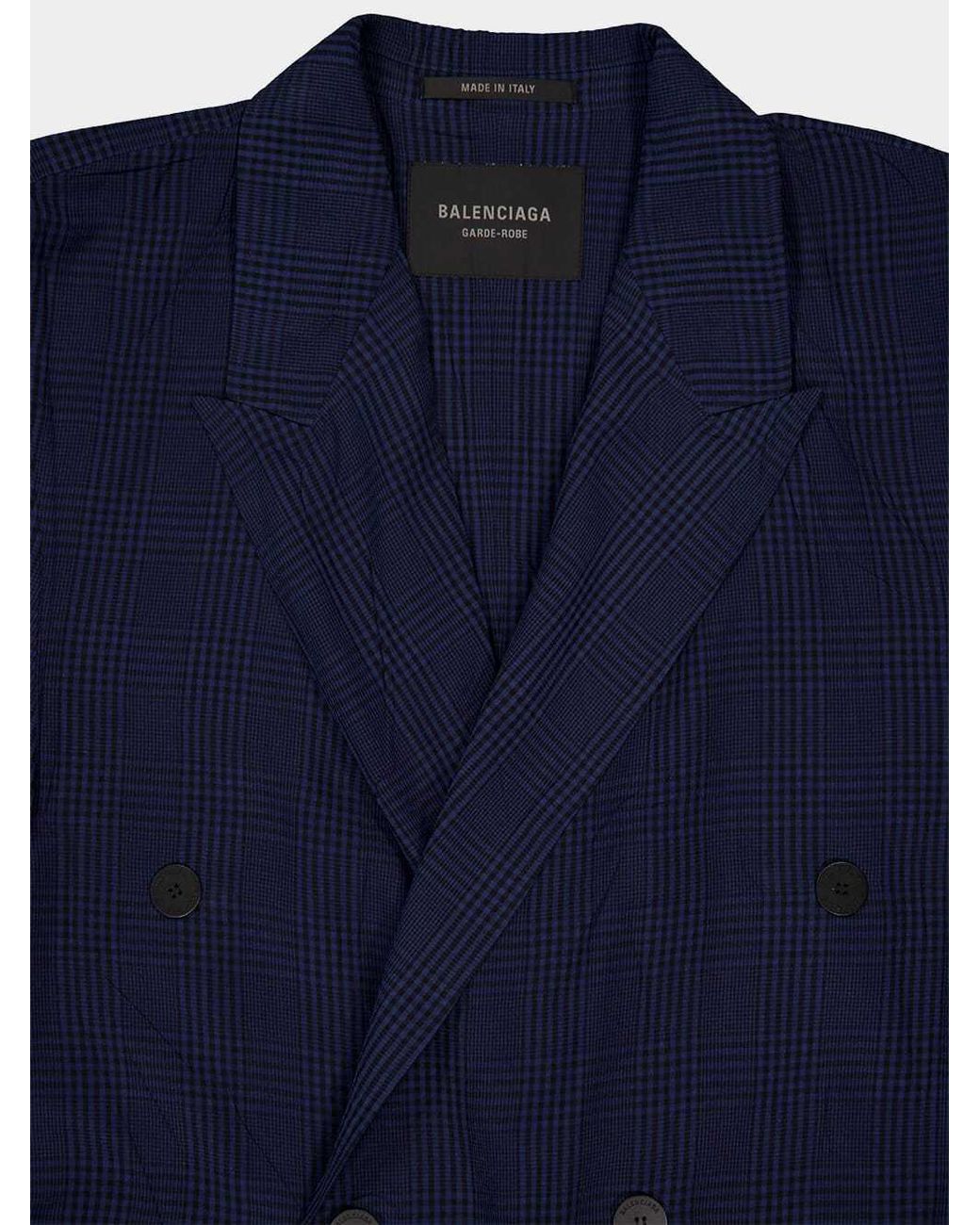 Balenciaga Blue Fluid Double-Breasted Coat for men