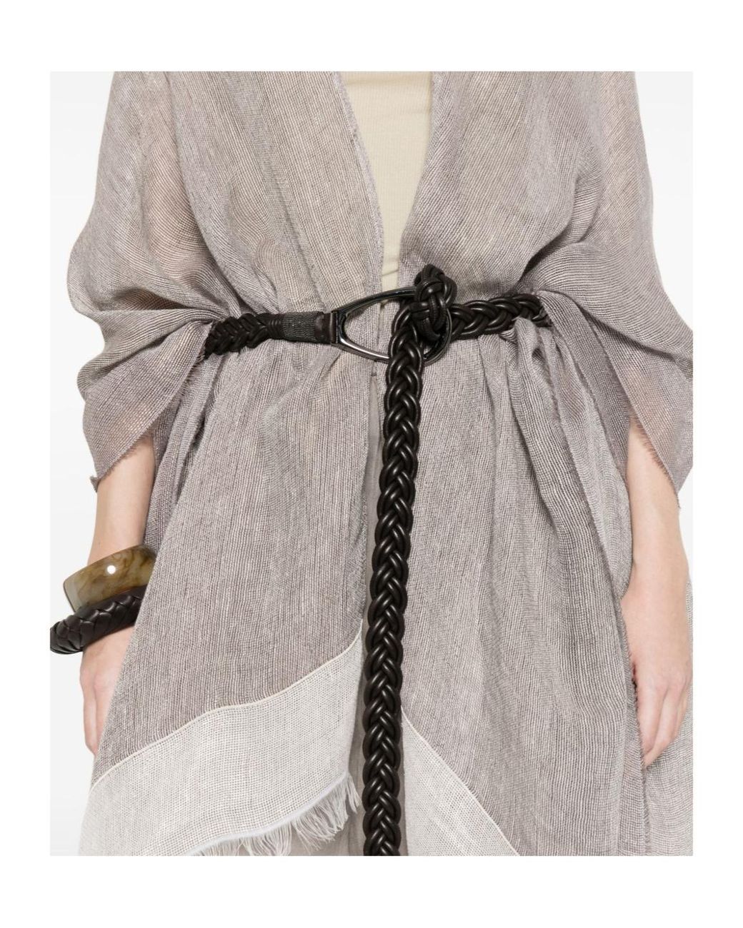 Fabiana Filippi Gray Frayed Open Cape