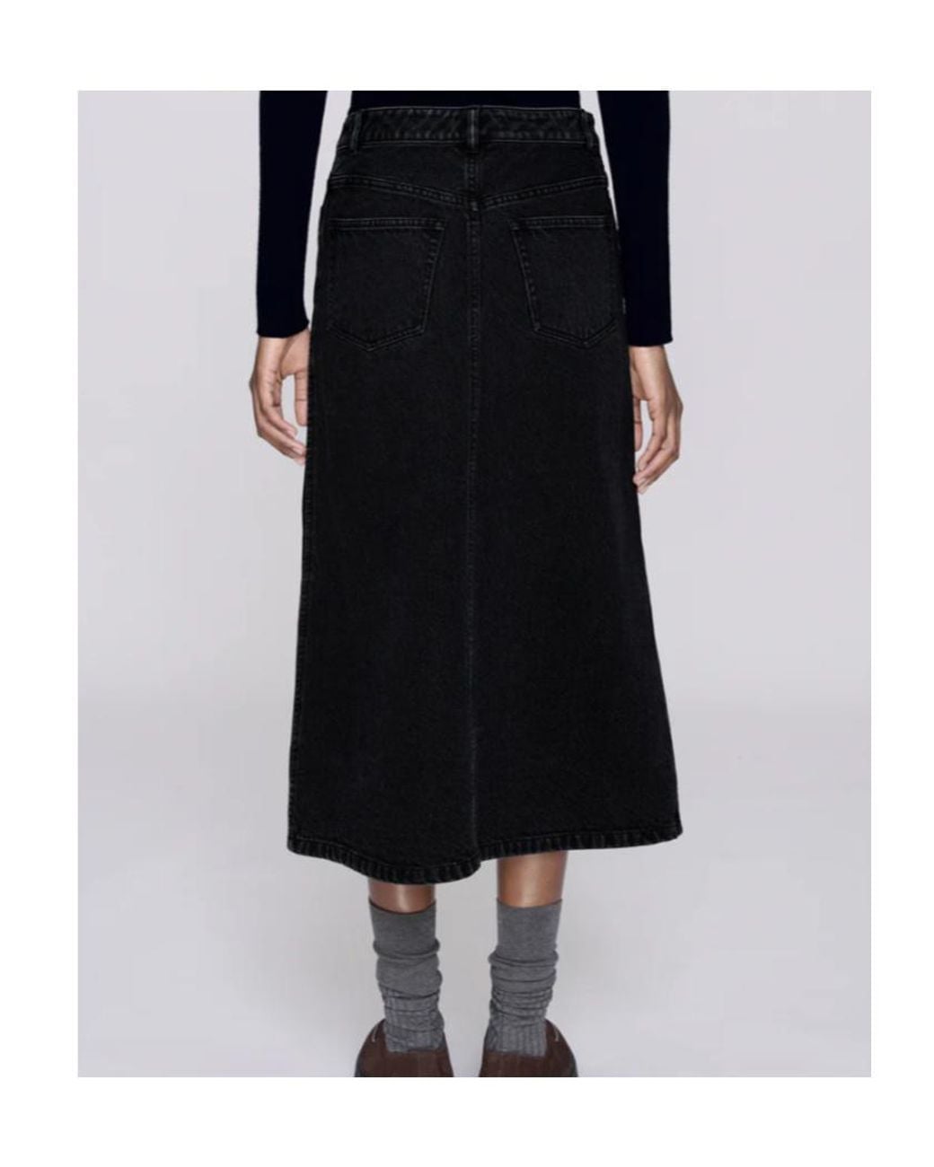A.P.C. Black Split-Front Denim Midi Skirt