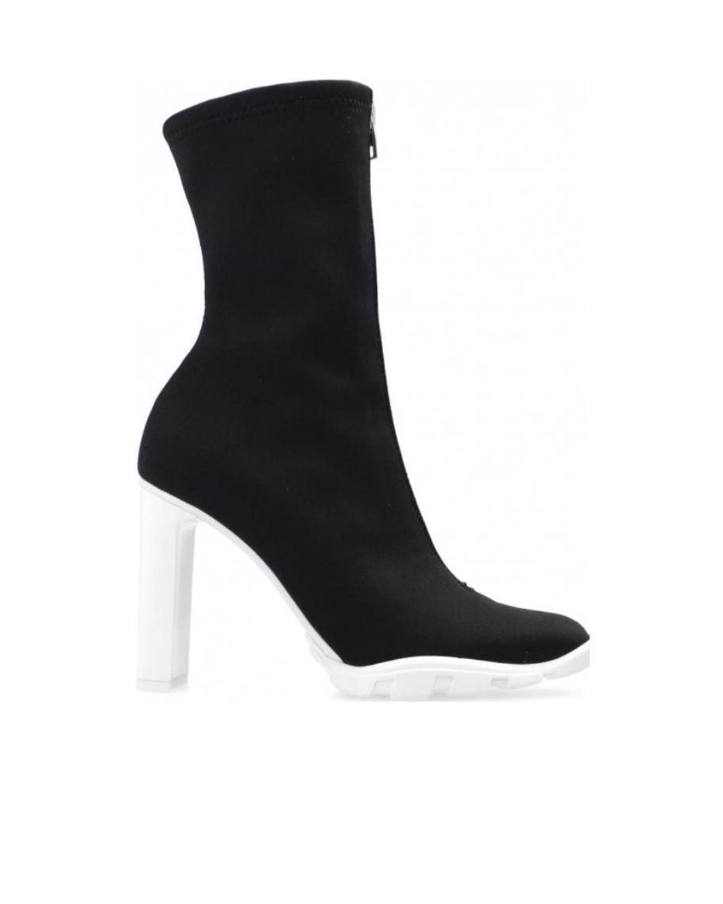 McQueen Black Slim Tread Zipped Boots
