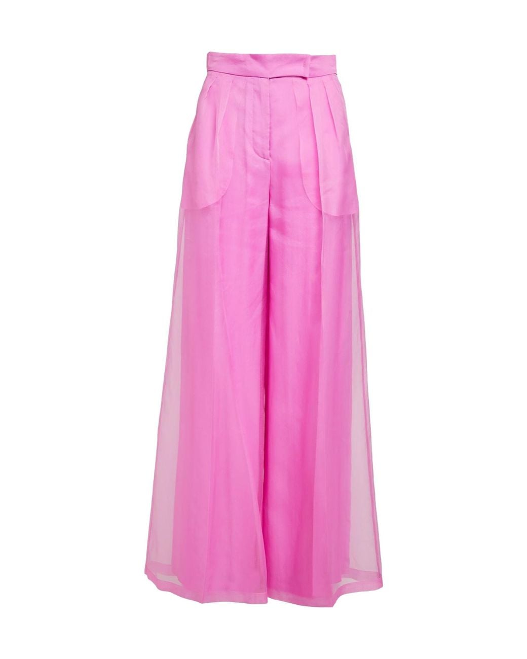 Max Mara Pink Simple Solid-Color Wide-Leg Pants