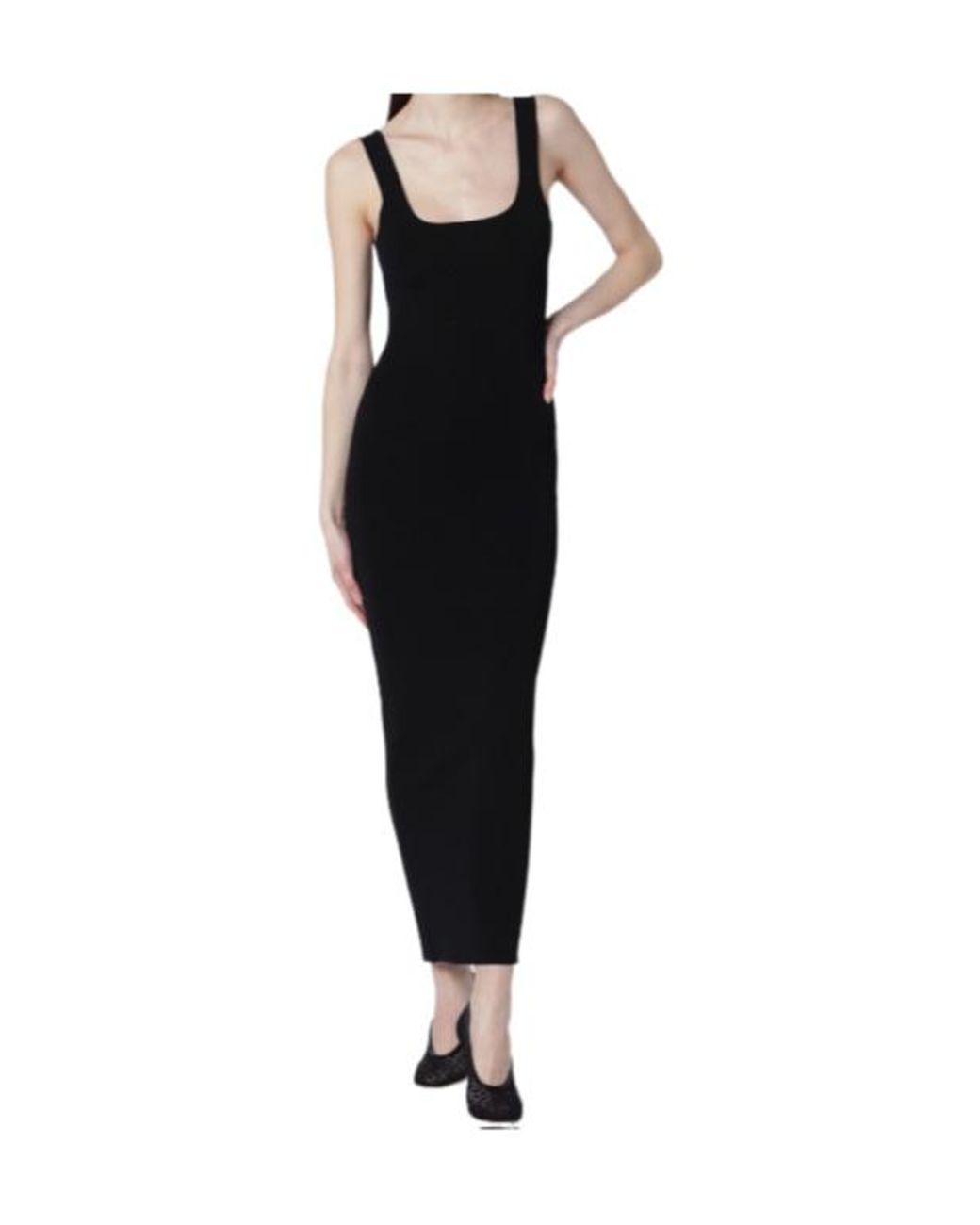 Entire studios Black Square Neck Midi Dress