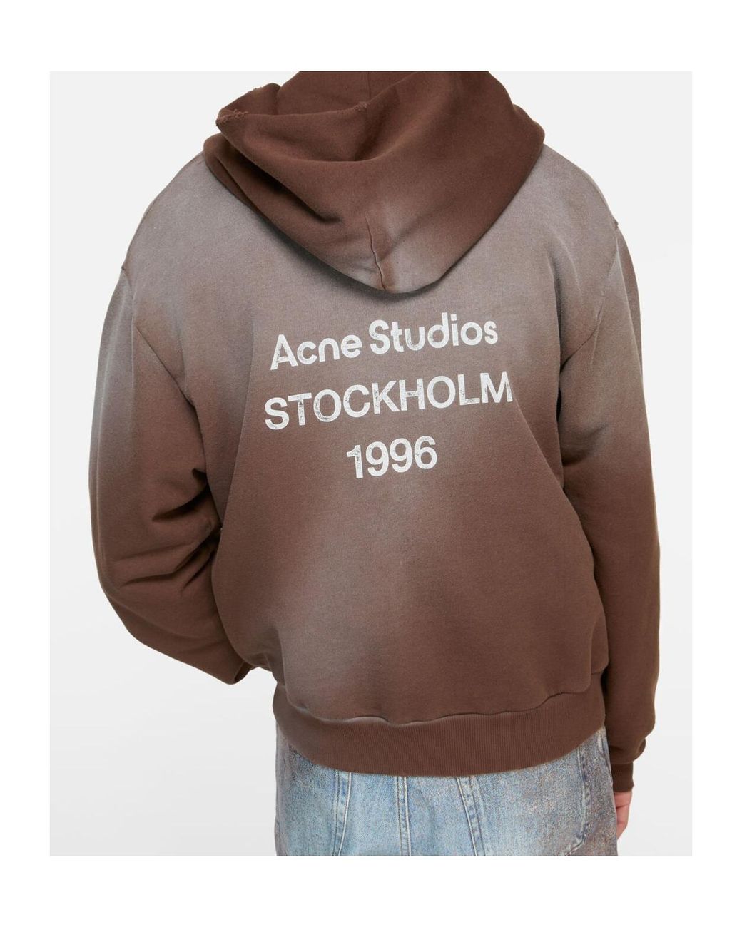 Acne Brown Logo Printed Long-Sleeved Hoodie for men