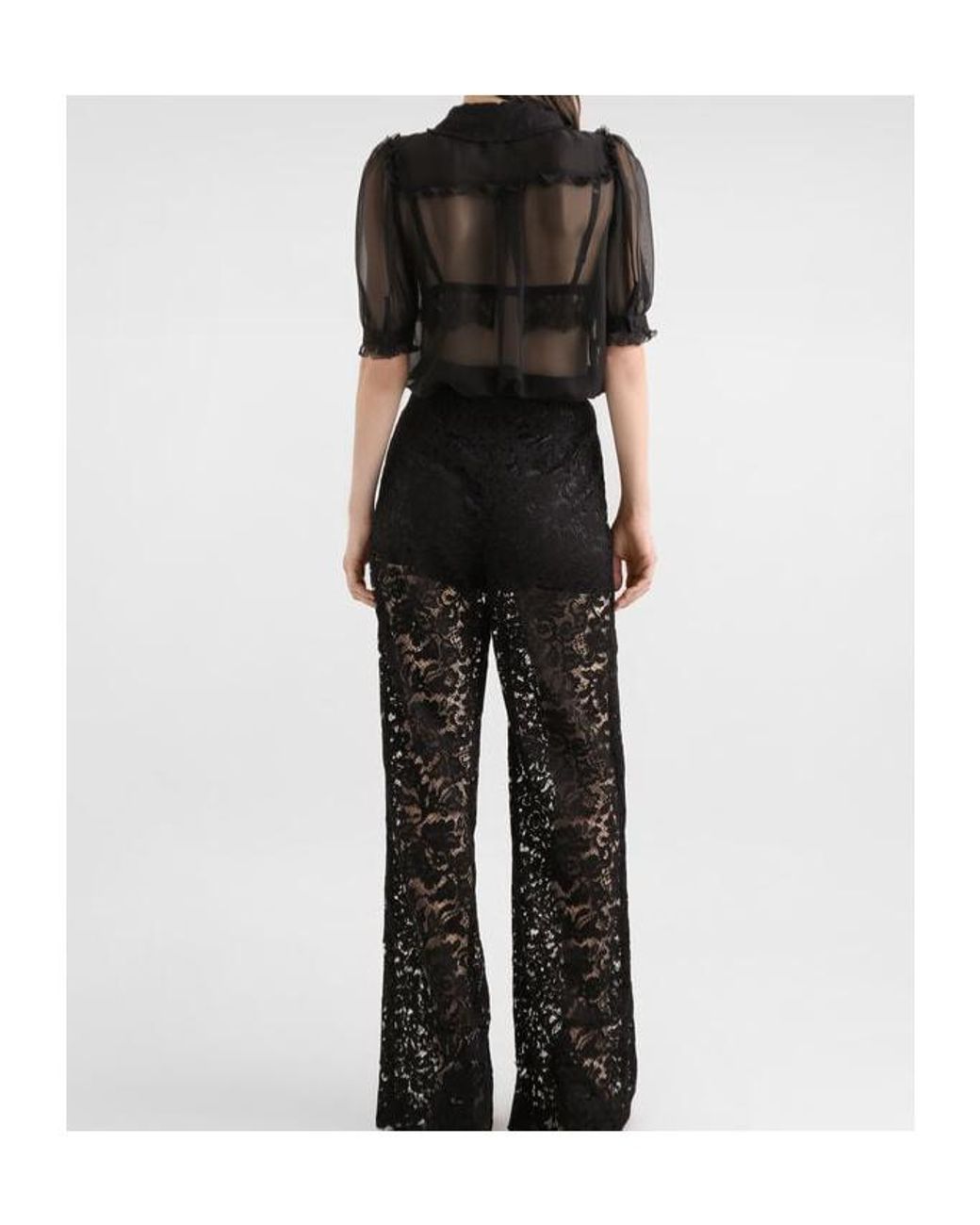 Dolce & Gabbana Black Ruffled Collared Blouse