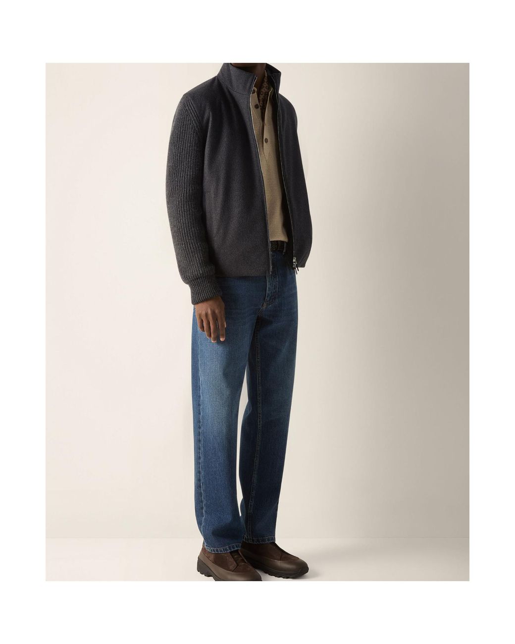 Zegna Black Dark Mélange Oasi Cashmere Full Zip Cardigan for men