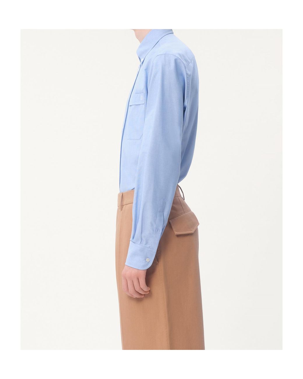 Valentino Blue Logo Embroidered Long-Sleeved Shirt for men