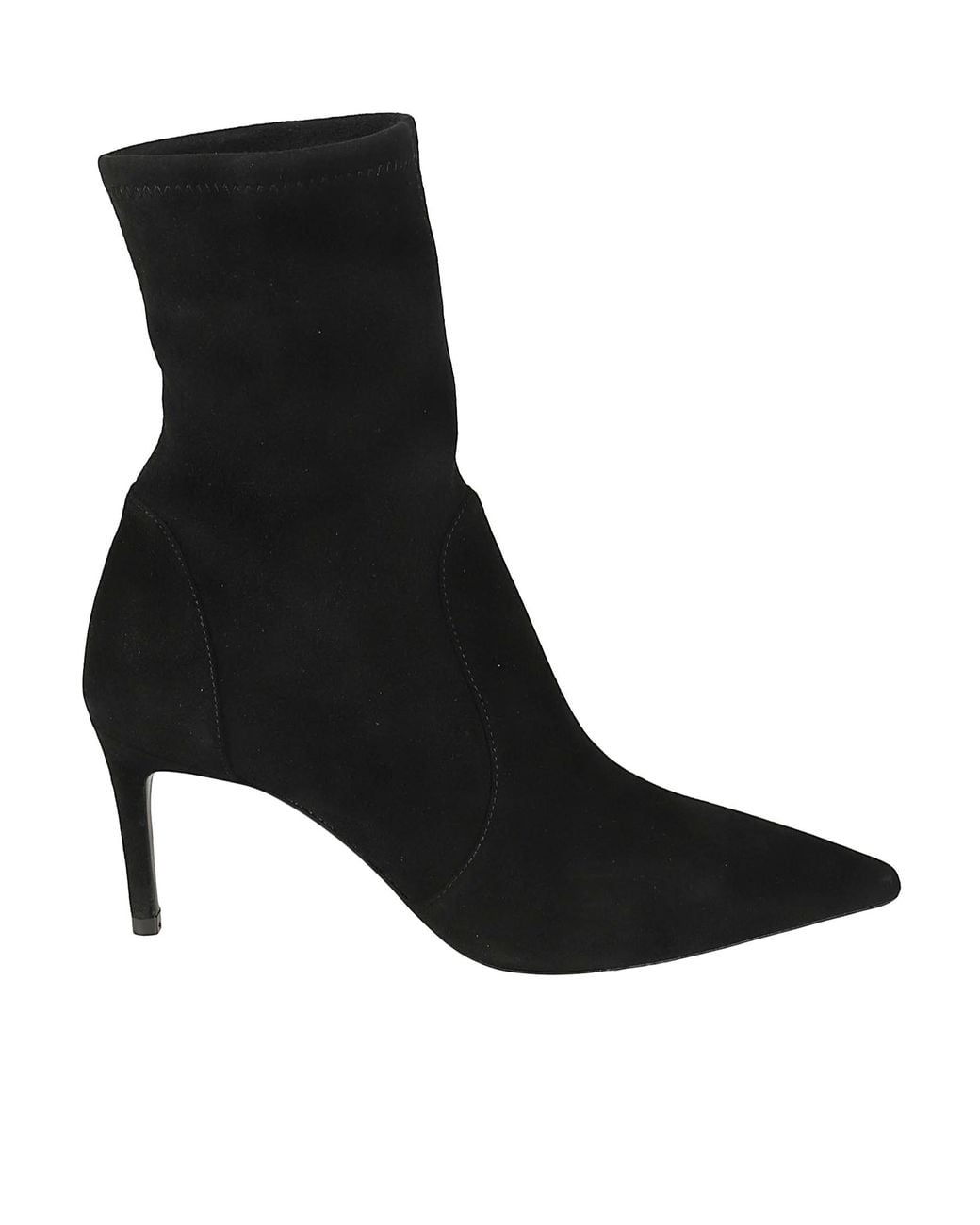 Stuart Weitzman Black Pointed-Toe High-Heeled Ankle Boots