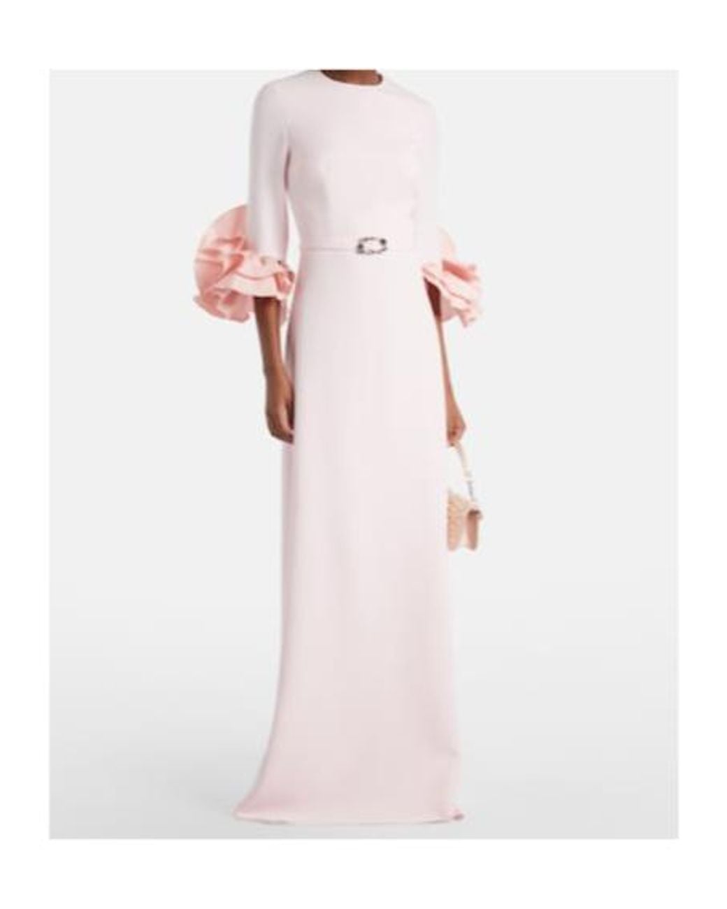 Safiyaa Pink Belen Ruffled Crepe Gown