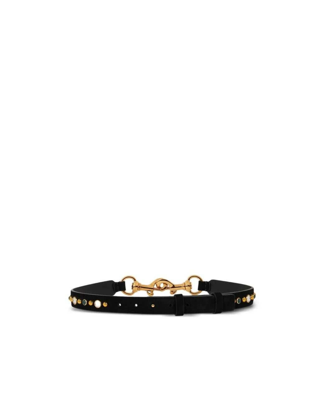 Etro White Suede Pony Belt With Jewel Studs