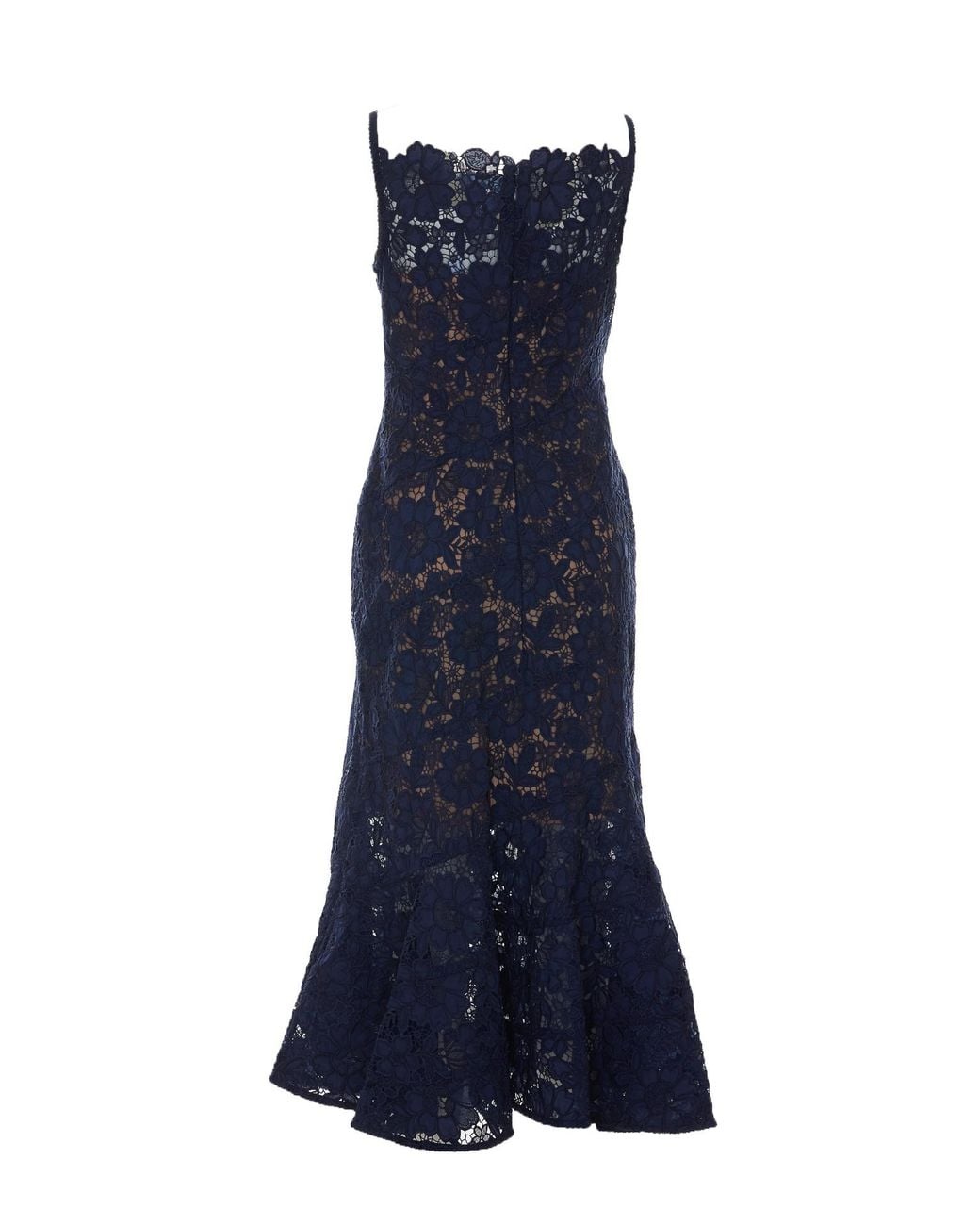 Self-Portrait Blue Spiral Lace Midi Dress