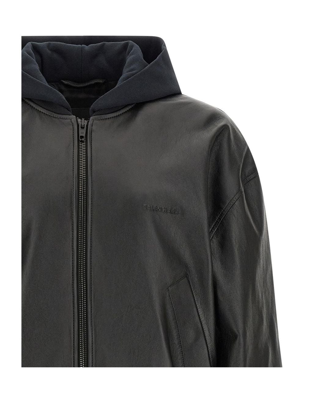 Balenciaga Black Patched Hooded Jacket for men