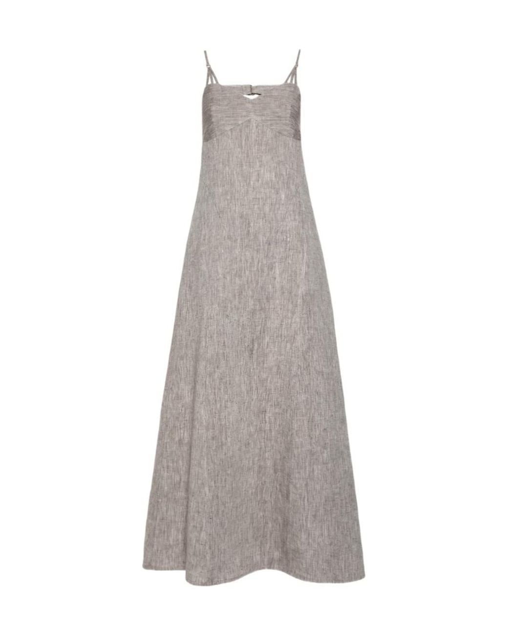 Marella Gray Long Linen Dress