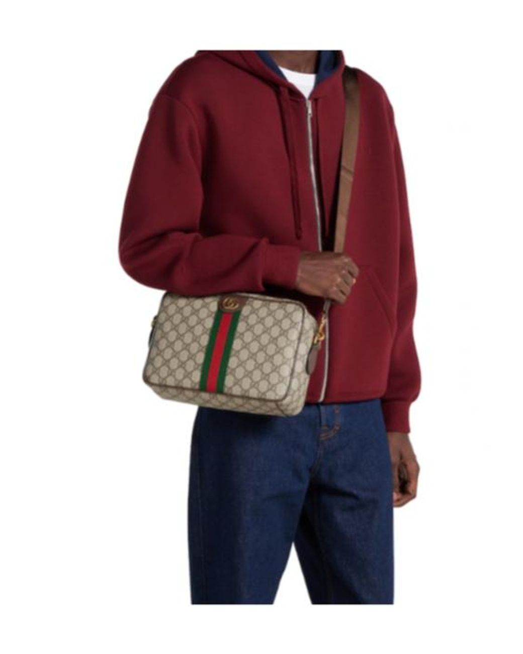 Gucci Gray Ophidia Medium Crossbody Bag for men