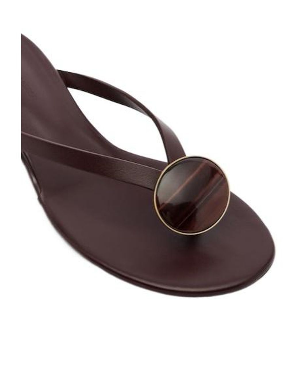 Christopher Esber Brown Leather Wedge Thong Sandals