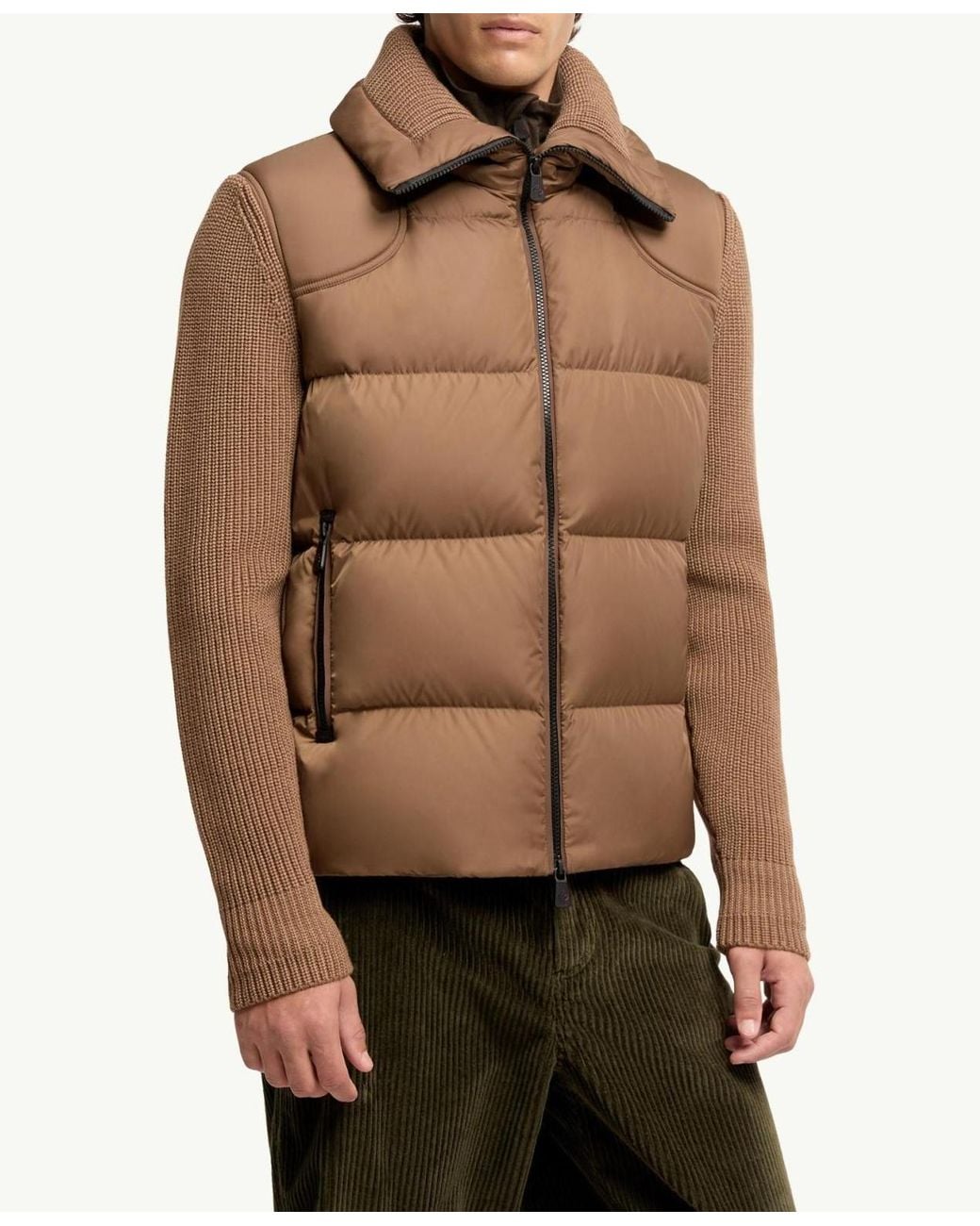Moncler Brown Padded Wool Zip-Up Cardigan for men