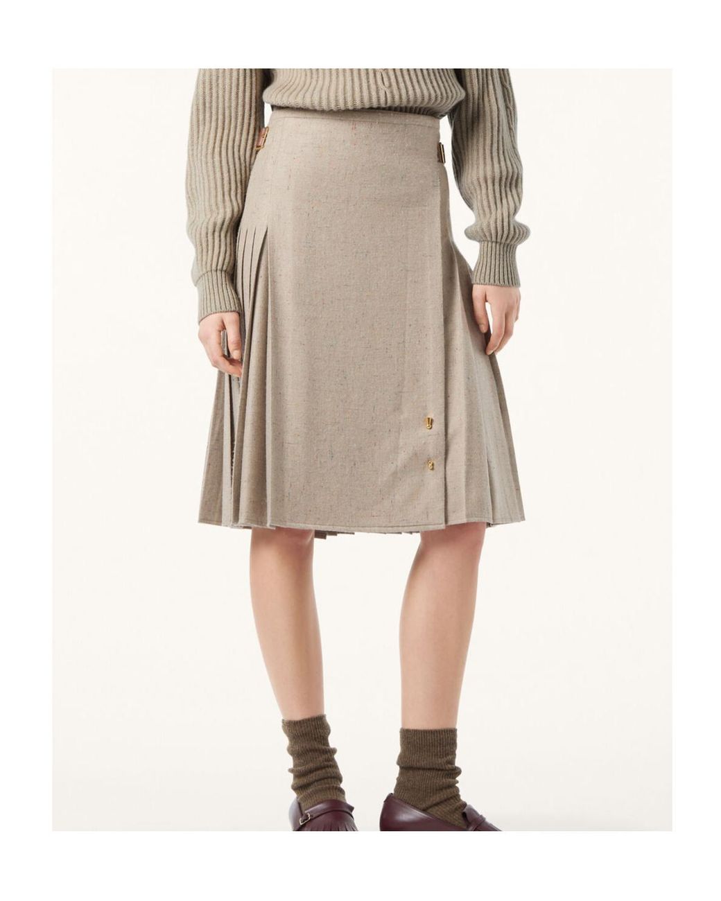 Loro Piana Natural Milda Pleated Skirt