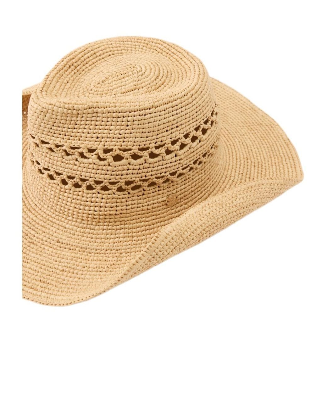 Helen Kaminski Natural Crochet-Knit Wide-Brim Hat