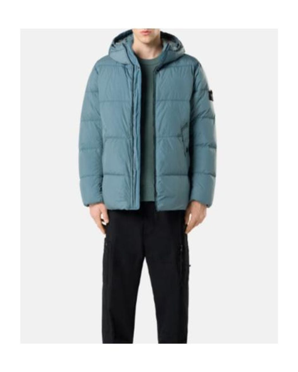 Stone Island Blue Compass-Badge High-Neck Jacket for men