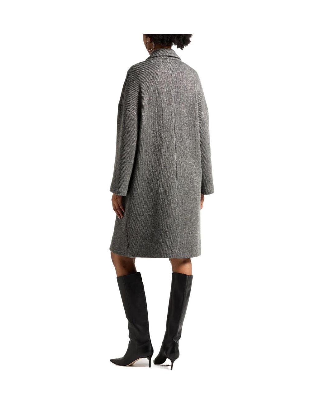 Brunello Cucinelli Gray Coat Cashmere, Viscose, Metallic Polyester