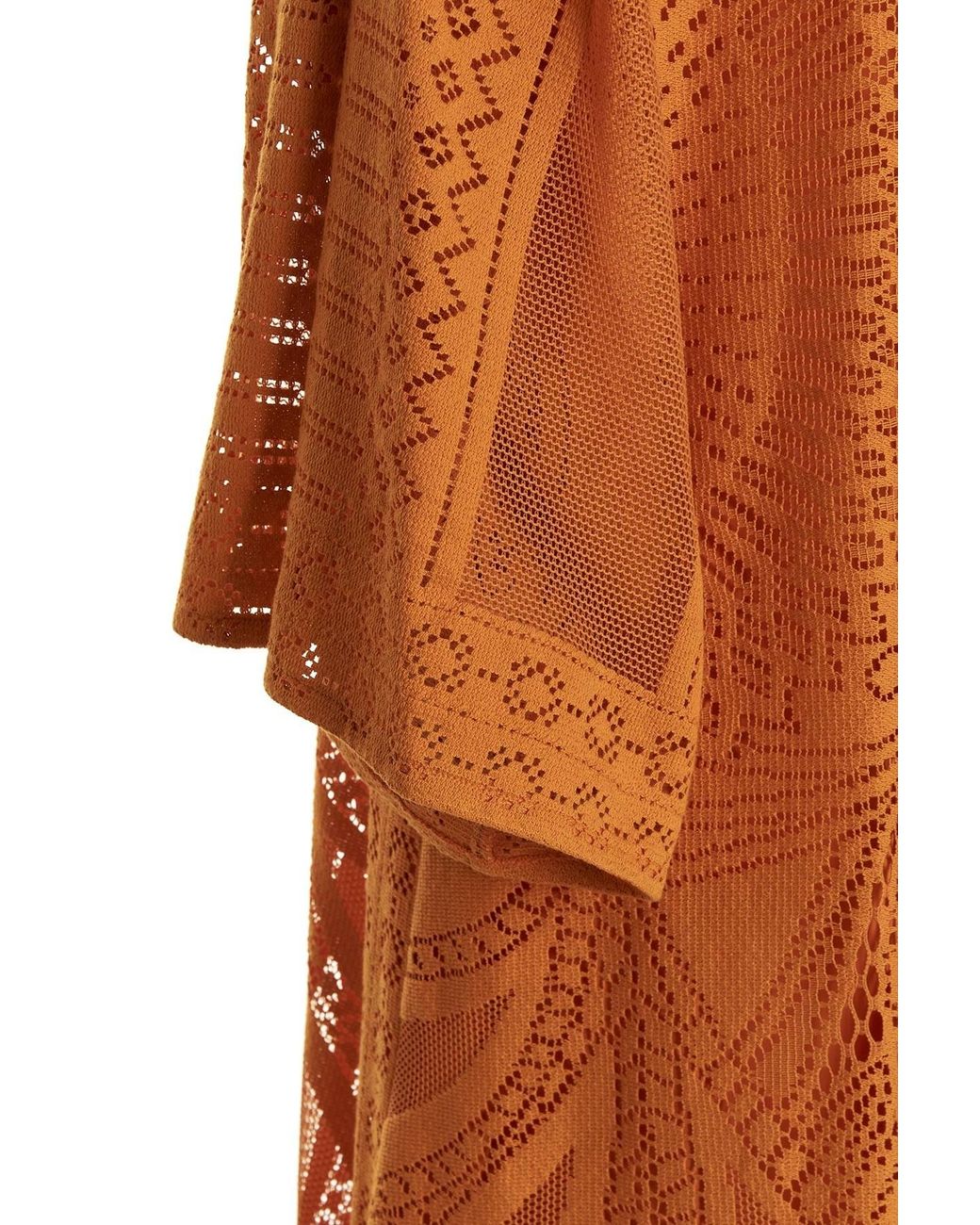 Alberta Ferretti Orange Crochet Maxi Dress