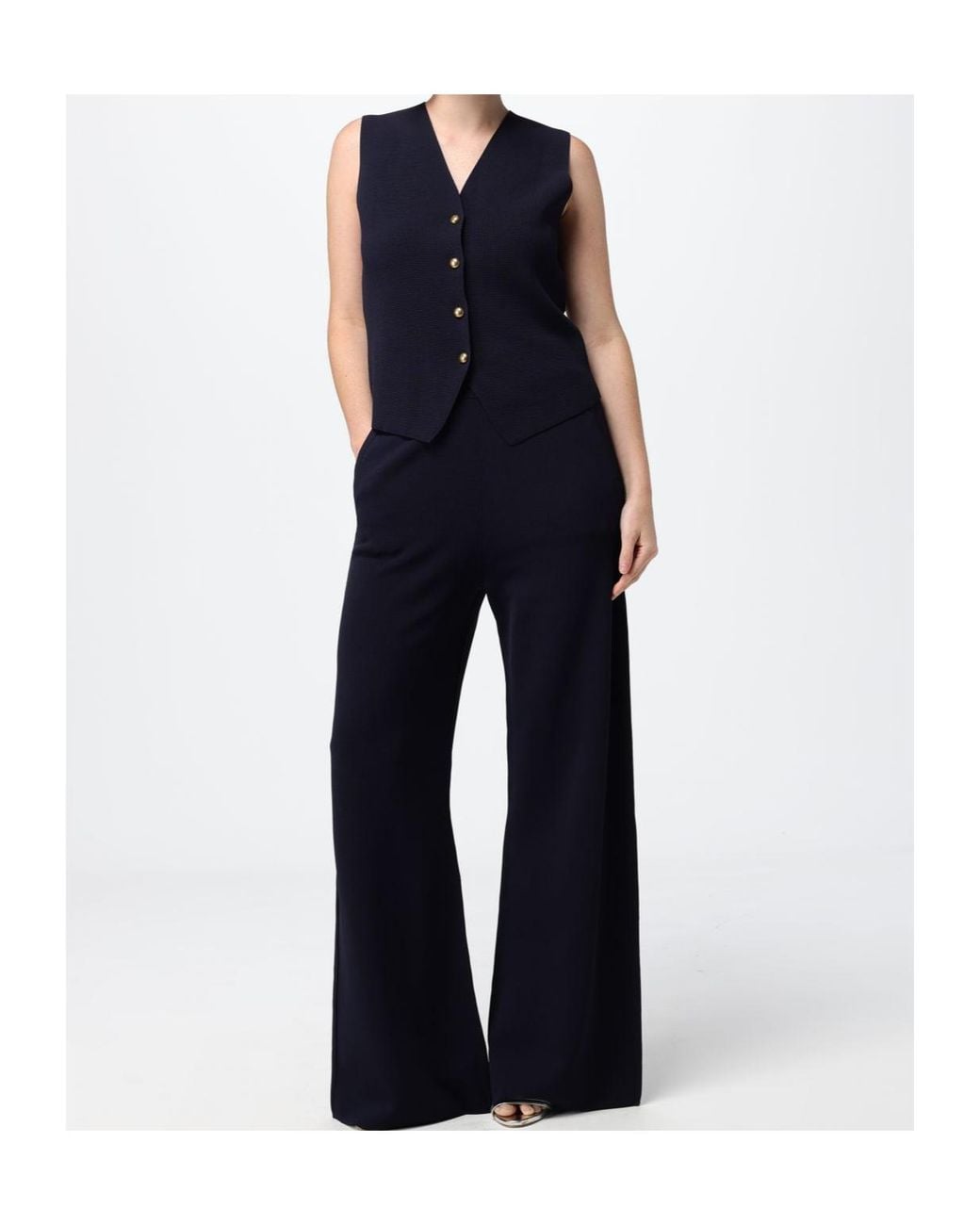 Max Mara Blue Viscose Crepe Yarn Gilet