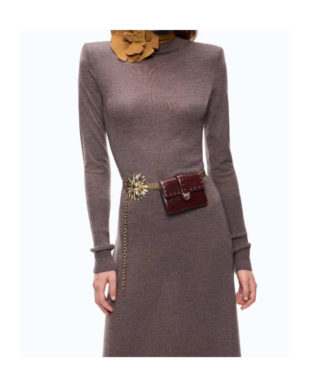 Pinko Brown Turtleneck Dress