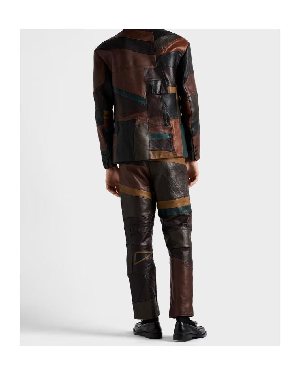 Prada Gray Patchwork Leather Pants for men
