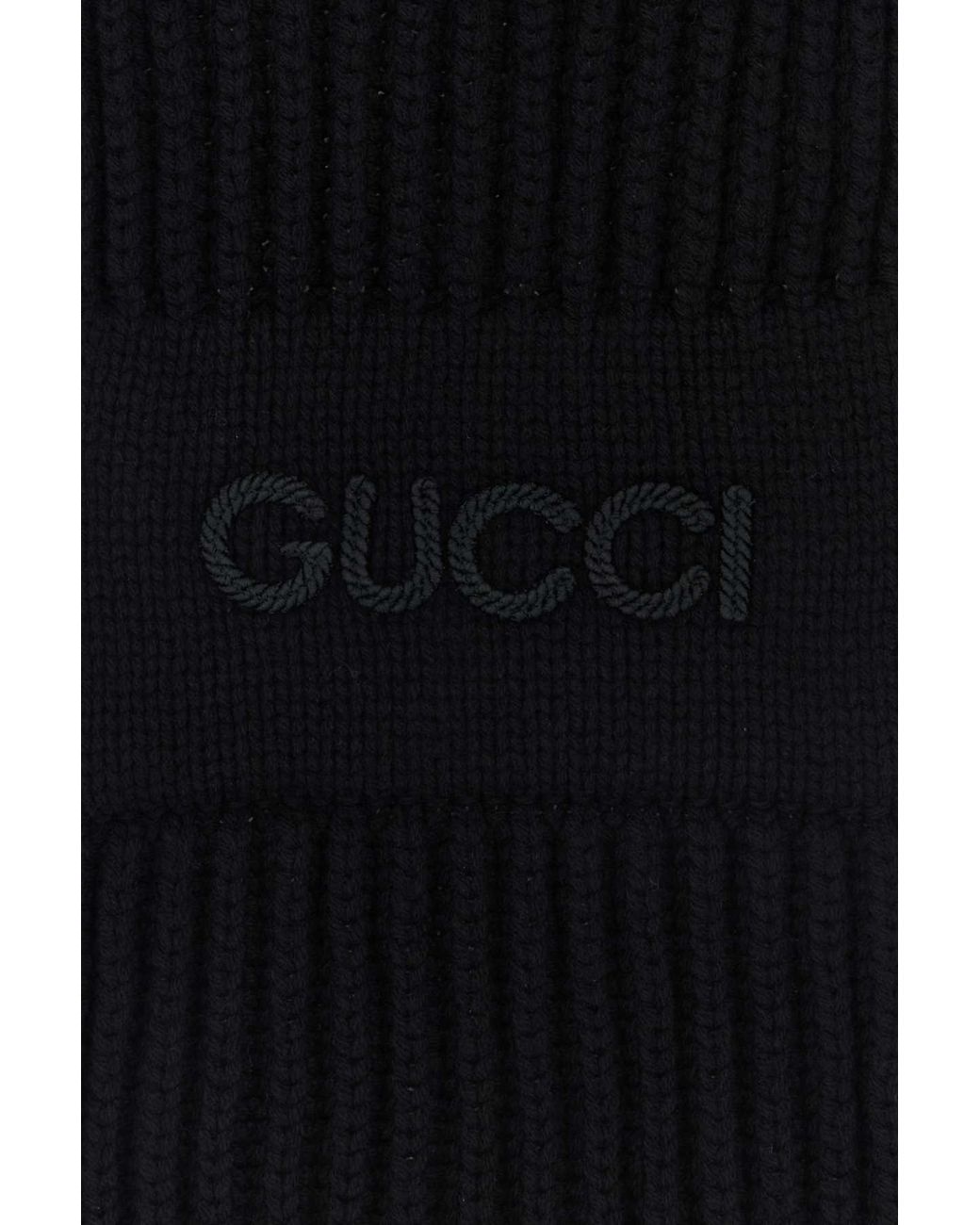 Gucci Black Logo Detailed Cable Knit Scarf