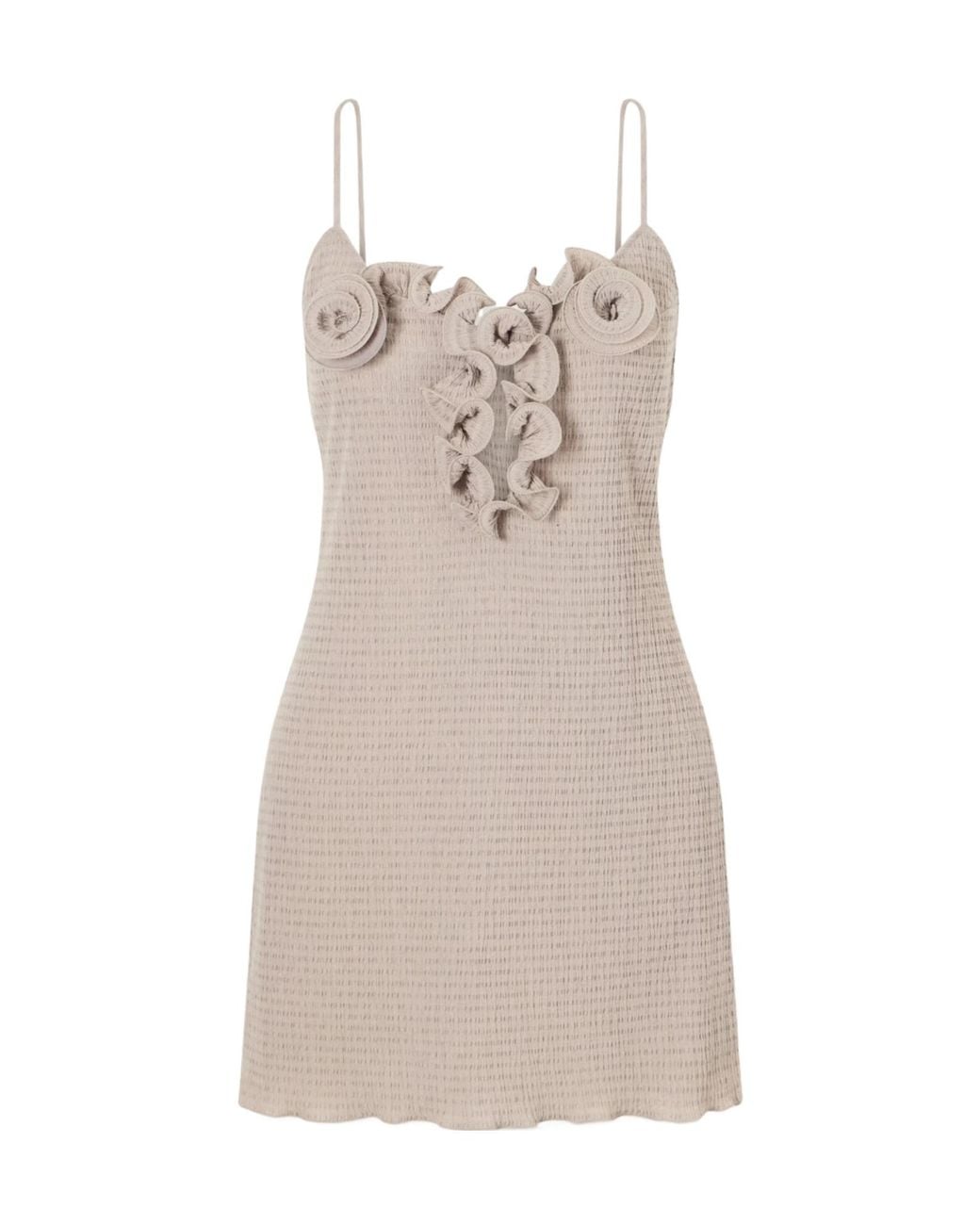 Magda Butrym Natural Floral-Appliqué Mini Dress