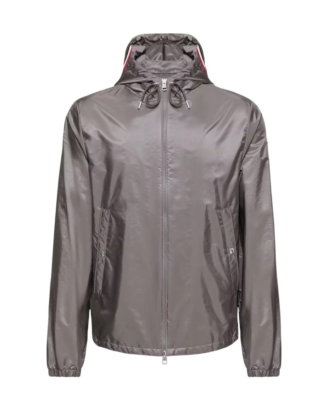 Moncler Gray Grimpeus Logo Patch Zip-Up Hooded Jacket for men