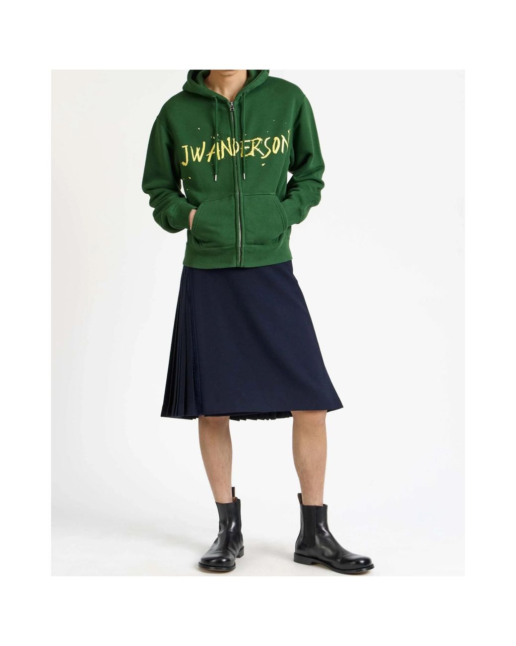 J.W. Anderson Green Jw Anderson Logo Printed Zip-Up Hoodie for men