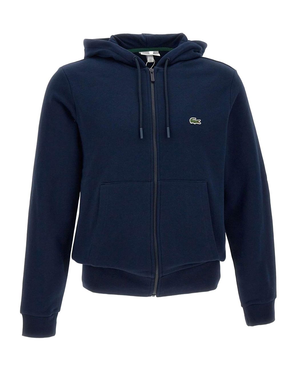 Lacoste Blue Logo Patch Zip-Up Drawstring Hoodie for men