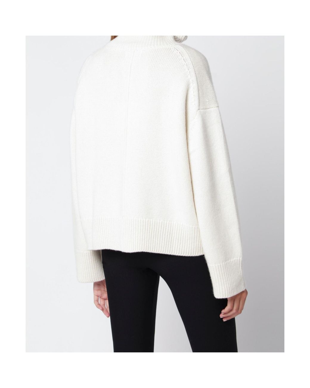 Loulou de Saison White Ribbed Turtleneck Sweater