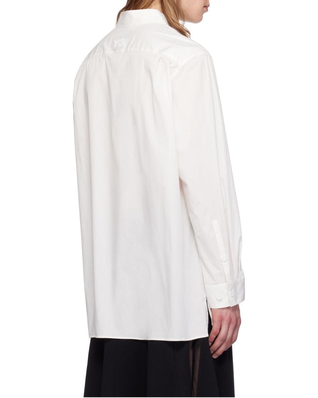 Y-3 White Long-Sleeved Straight Hem Shirt for men