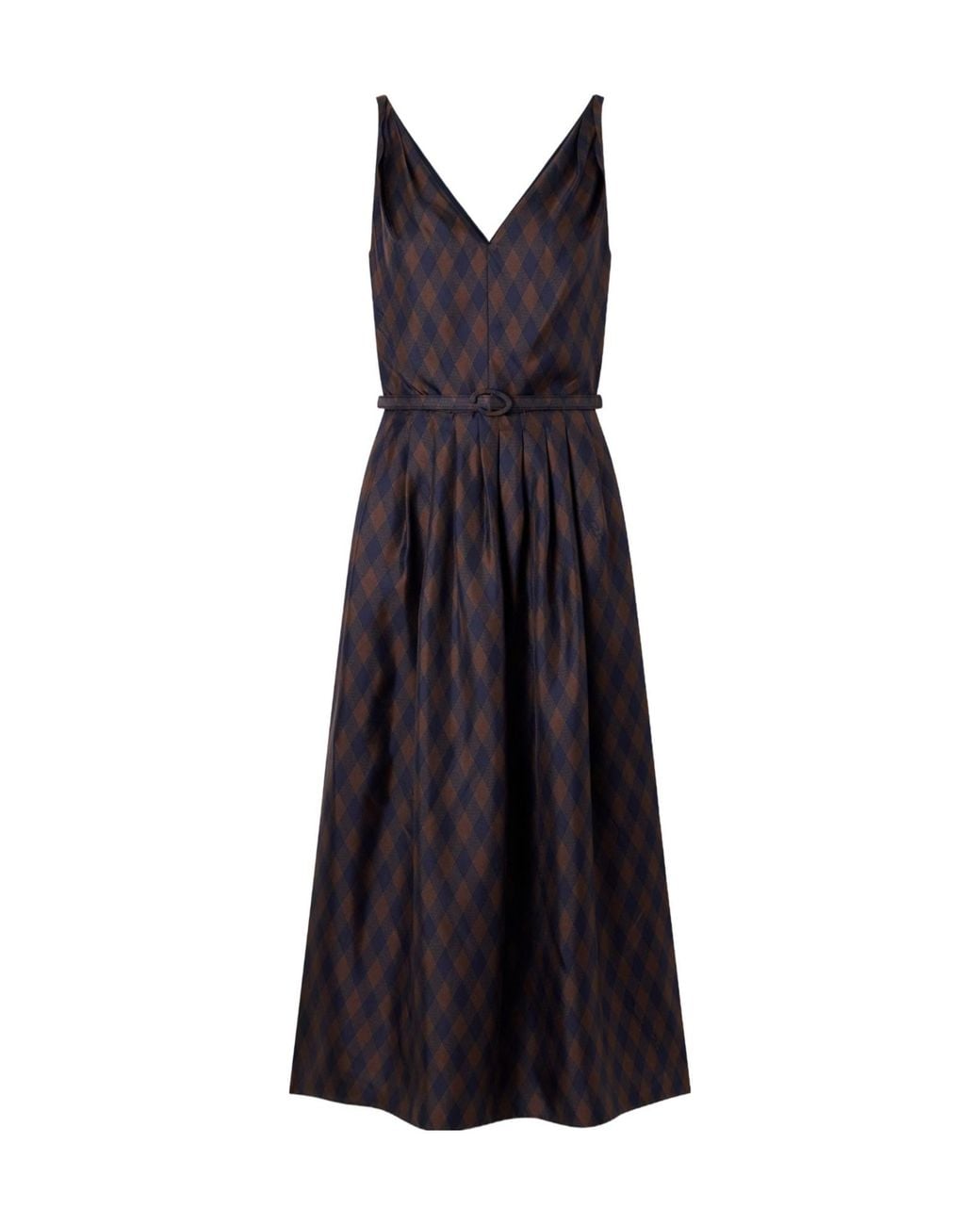 Oscar de la Renta Blue Silk-Twill Midi Dress