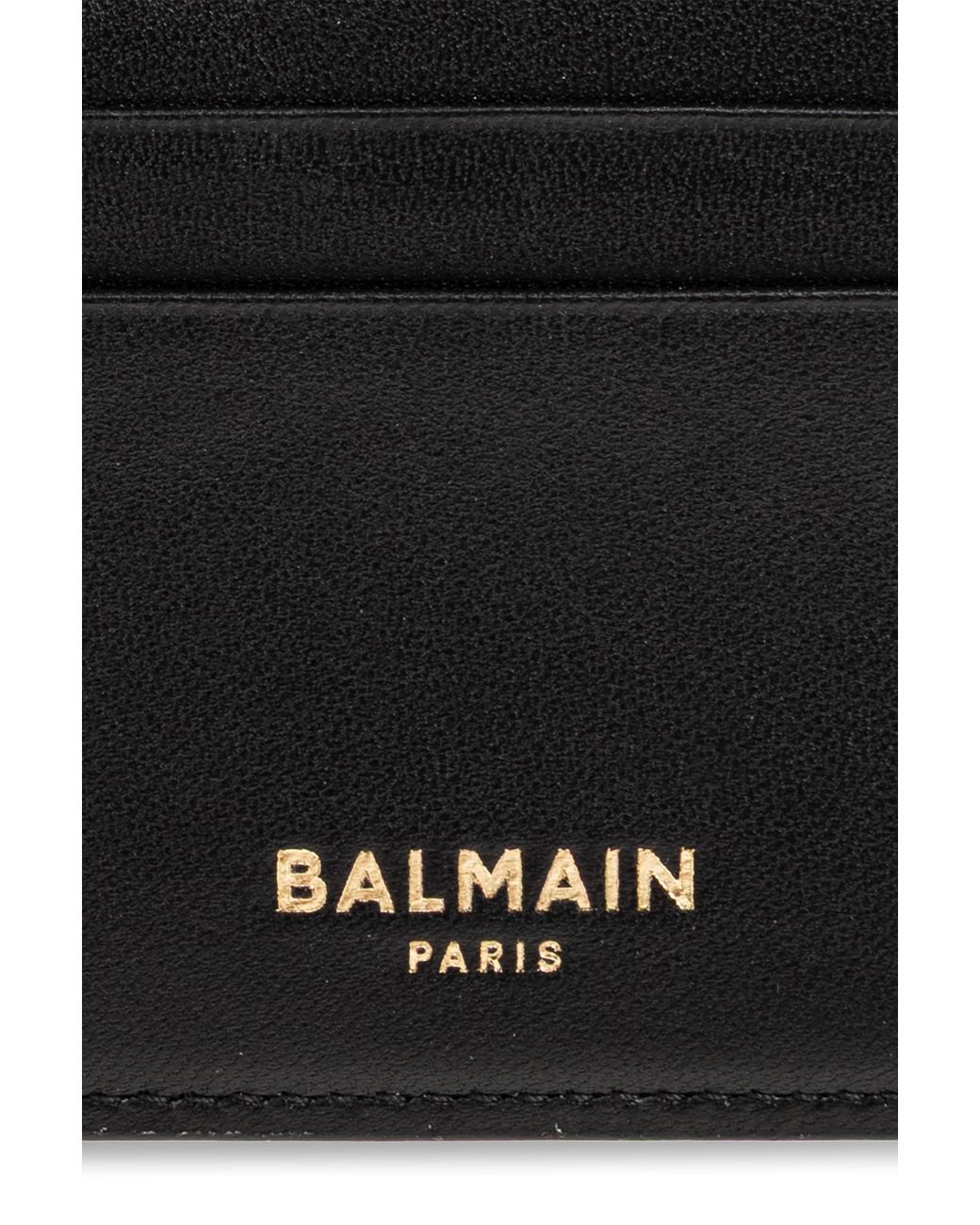 Balmain Black Monogram Chain Card Holder Wallet for men